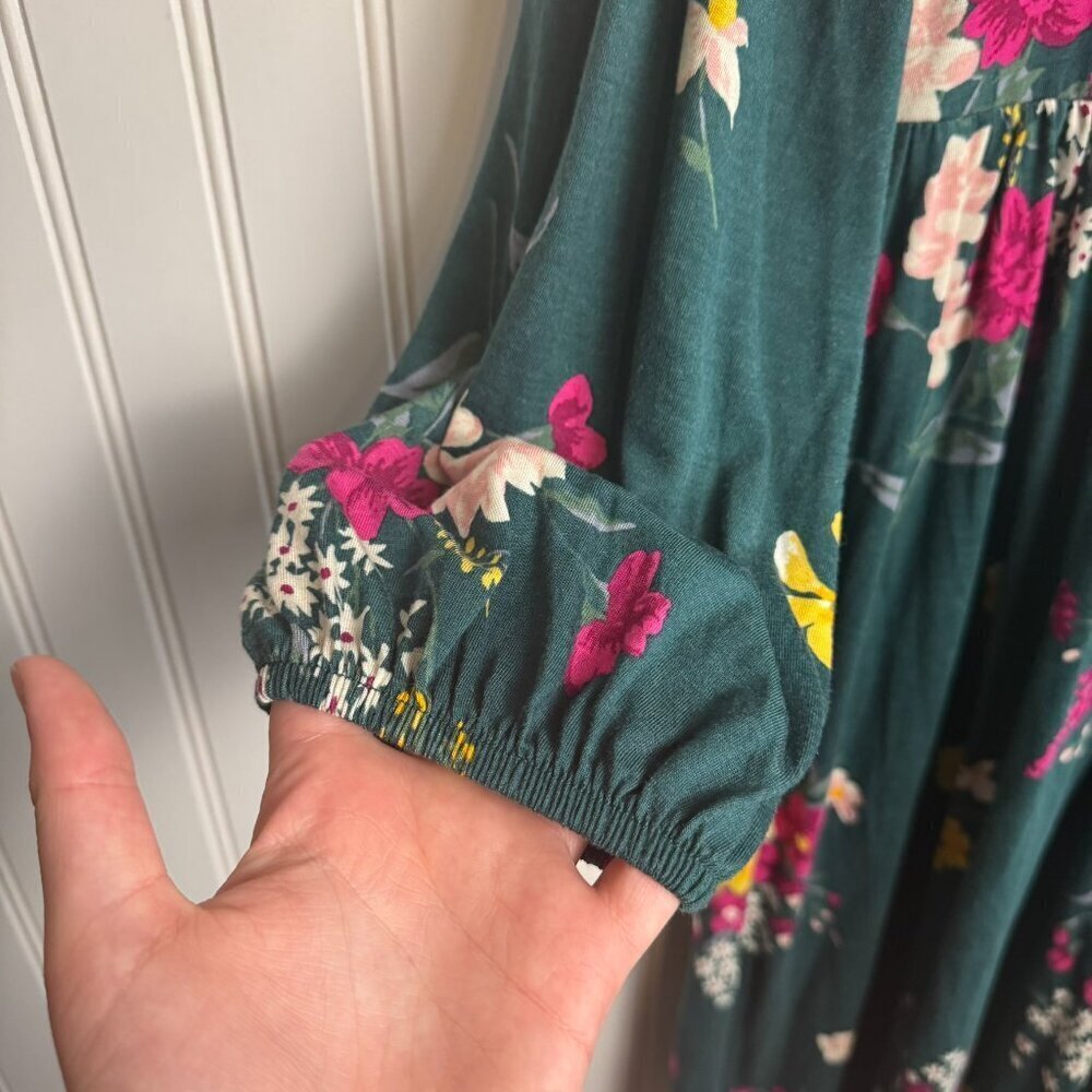 Old Navy green floral V-neck long sleeve dress size large A17 - Picture 2 of 5